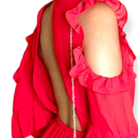 Red Ruffle MIDI Dress - Picture 3 of 4